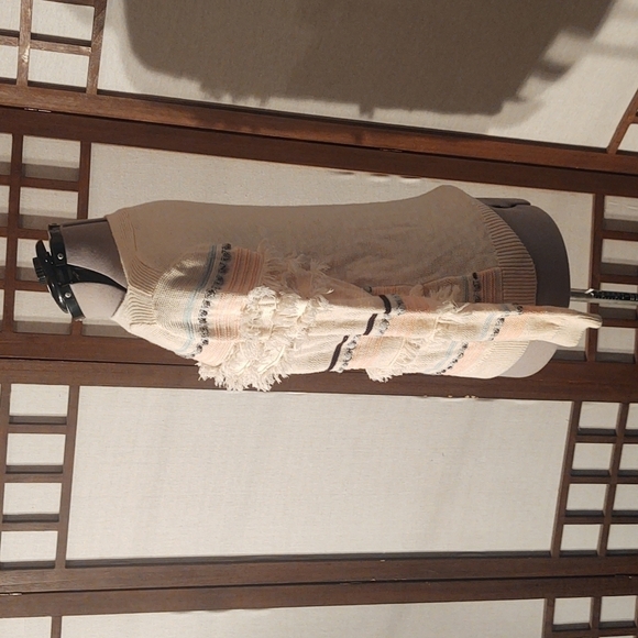 LOFT Fringe Striped White Sweater Sz M - Picture 4 of 10